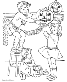 Kid pumpkin Halloween coloring page