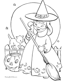 Halloween kid coloring pages
