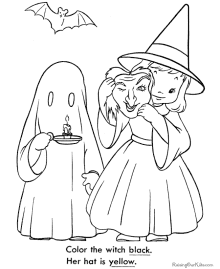 Ghost and witch coloring pages
