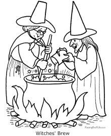 Witches Halloween coloring page