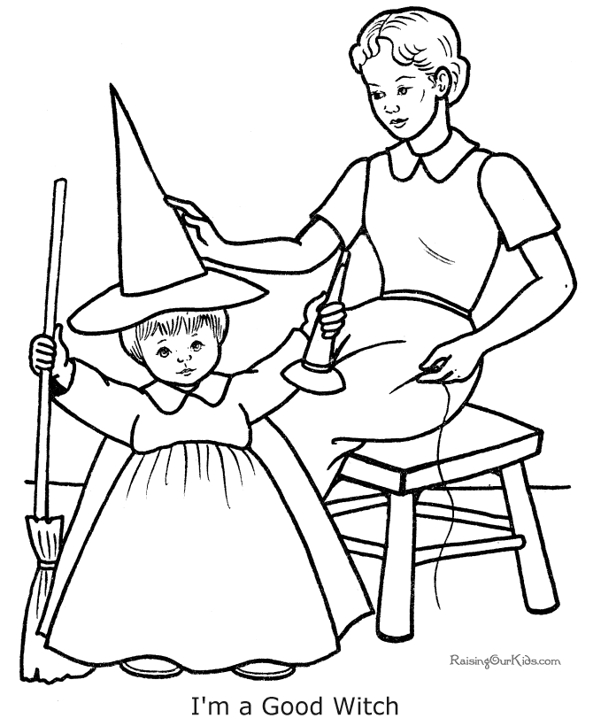 Free Halloween witch coloring sheets