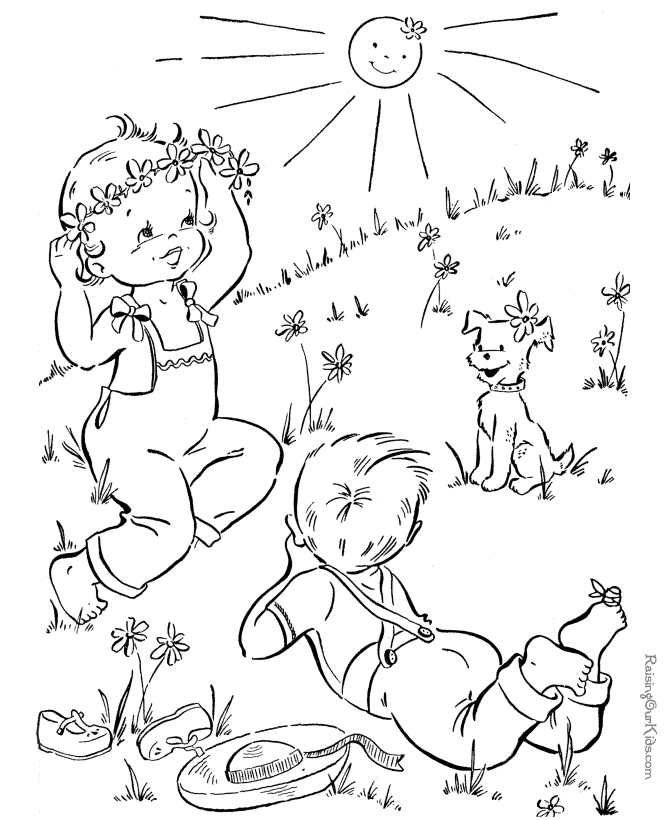 Fun Spring color sheet for kid
