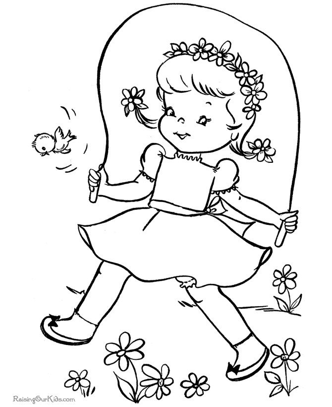 Cute Spring coloring sheet for kid