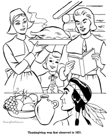 Thanksgiving dinner coloring pages to print