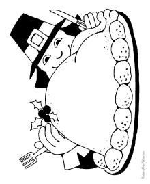 Turkey dinner coloring pages for Thanksgiving