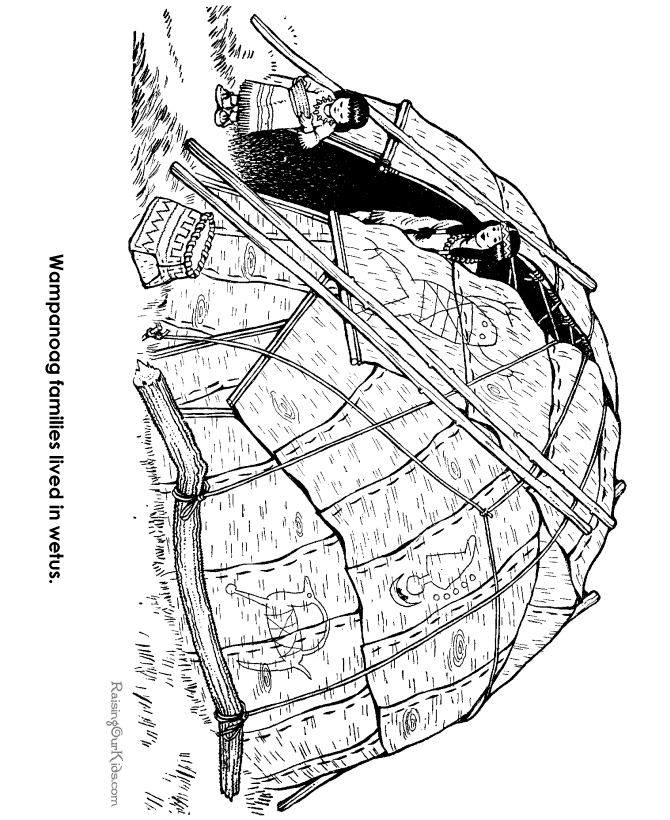 American Indians Thanksgiving coloring pages