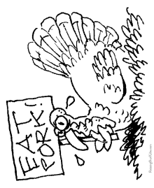 Funny turkey coloring page