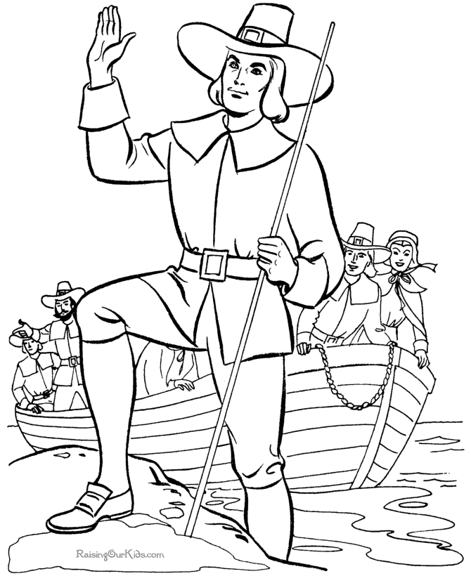 Thanksgiving story Pilgrim coloring pictures