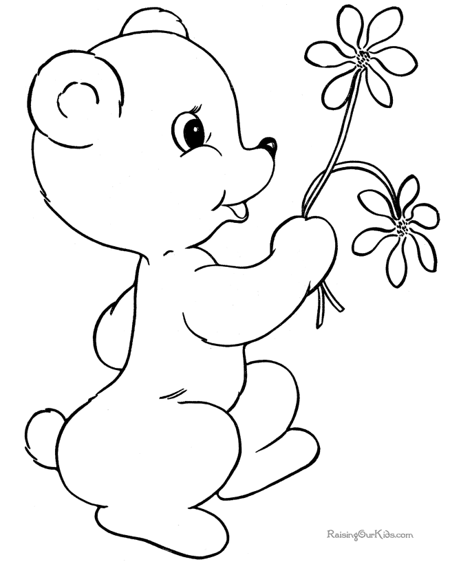 Valentine bear coloring pages