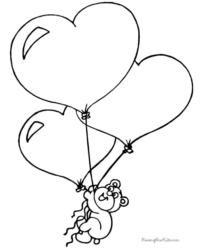 Printable Valentine bear coloring page