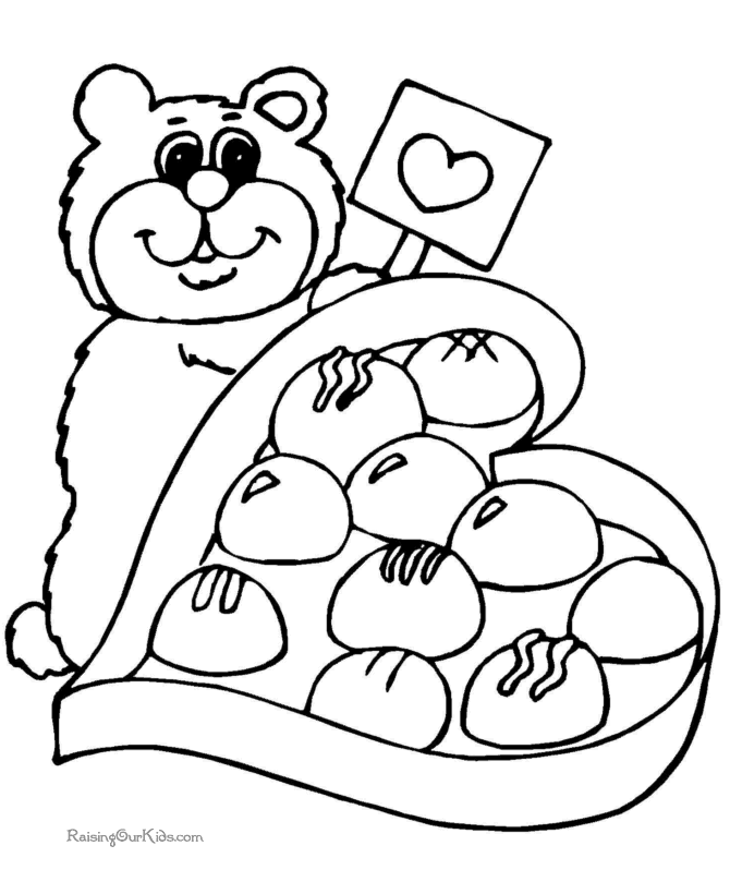 Valentine day bear coloring page