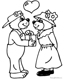 Valentine bear coloring page
