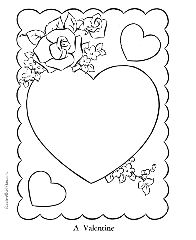 Valentine card coloring page