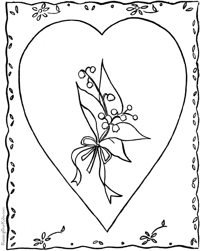 Valentine card coloring page to print