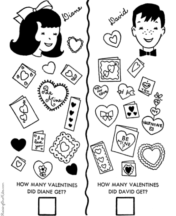 Free printable Valentine card coloring pages