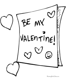 Valentine card coloring pages