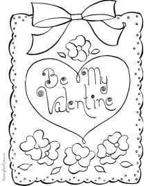 Kid Valentine Day card to color