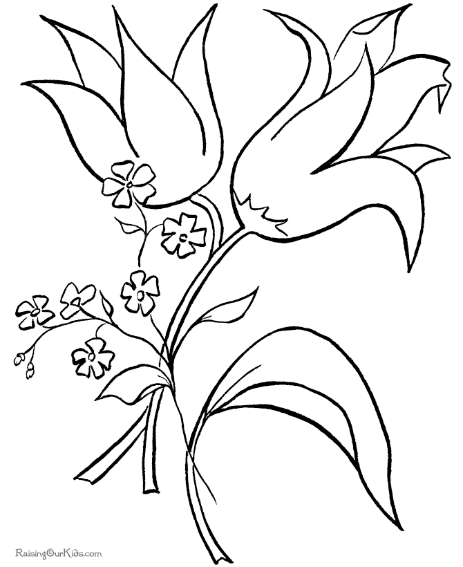Valentine day flowers coloring pages