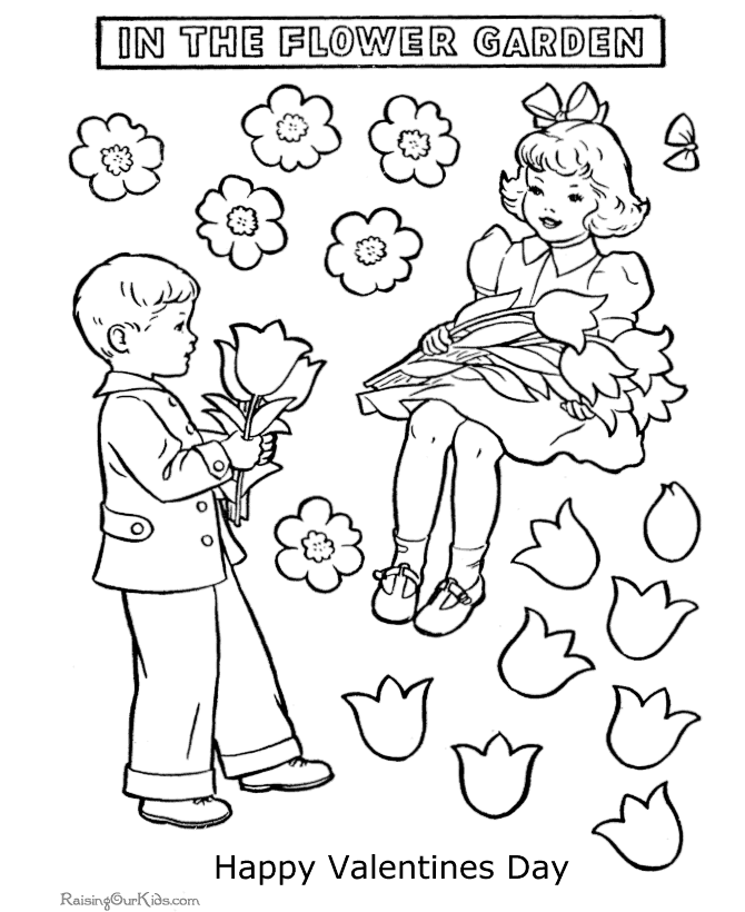 Valentine flower coloring page for child
