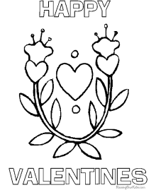 Valentine coloring flowers to print