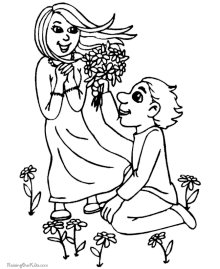 Valentine day flower coloring pages