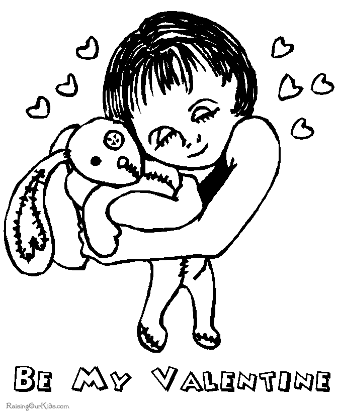 Valentine coloring book page for kids