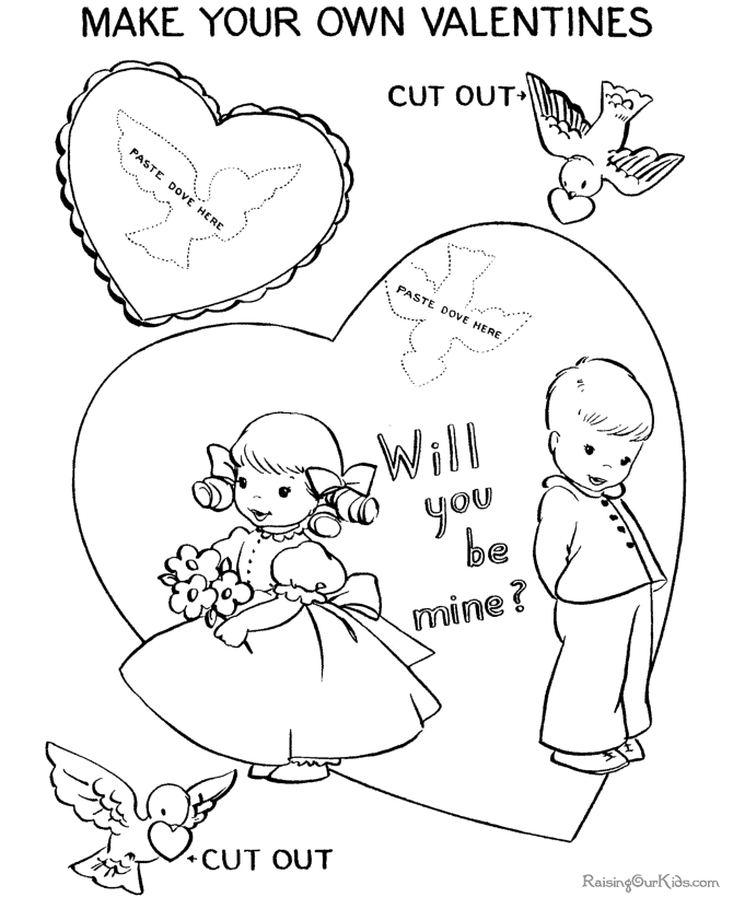 Valentine coloring pages of hearts