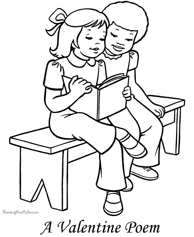 Kids Valentine coloring book pages