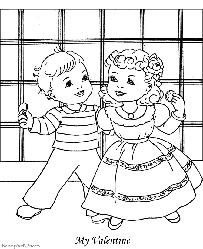 Kid Valentine coloring page to print