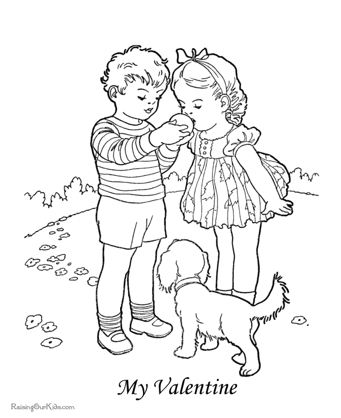 Child Coloring page for Valentine Day