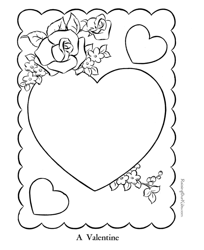 Valentine card coloring sheet