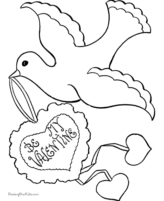 Valentine dove printable coloring sheet