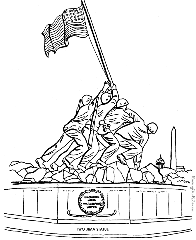 Veterans Day - Iwo Jima picture to color