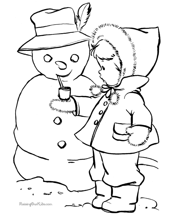 Free printable Snowman coloring picture