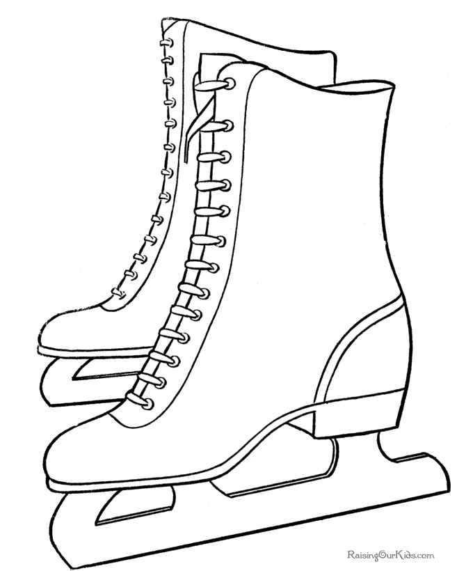 Winter coloring page of skates