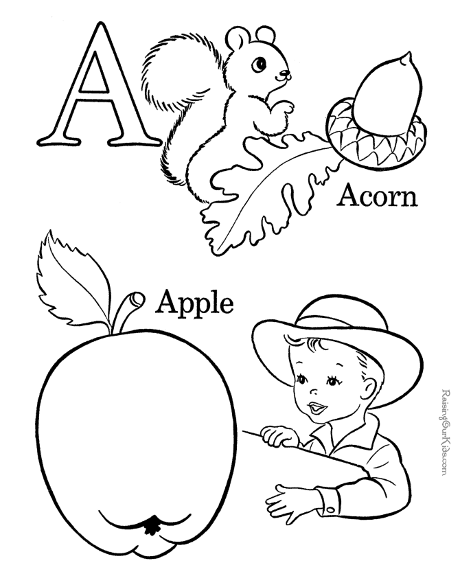 Free printable alphabet coloring pages - Letter A