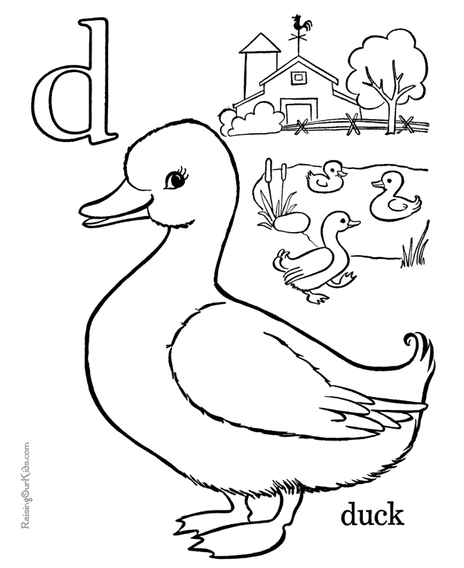Learning Alphabet Coloring Pages - Letter D
