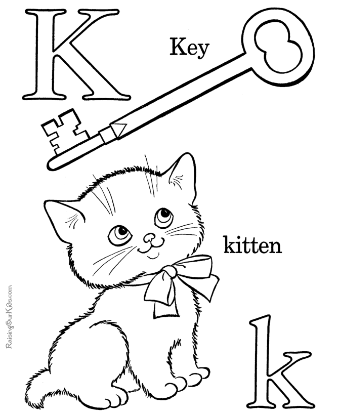 Printable Alphabet coloring book page - Letter K