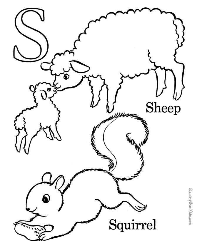 Printable Alphabet coloring sheets - Letter S