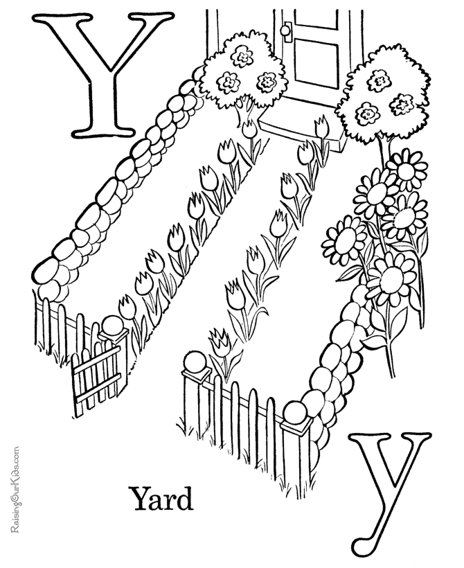 Printable ABC coloring pages - Letter Y
