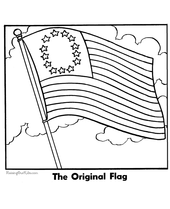 The first American flag coloring page