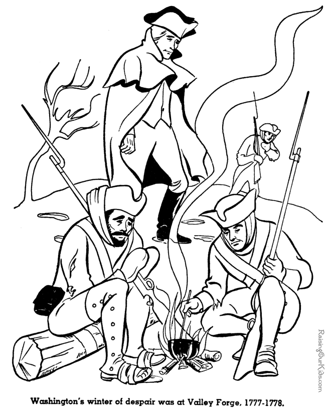 George Washington at Valley Forge coloring page for kid