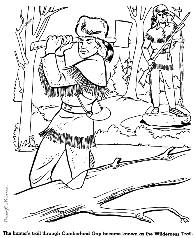 Wilderness Trail history coloring page for kids