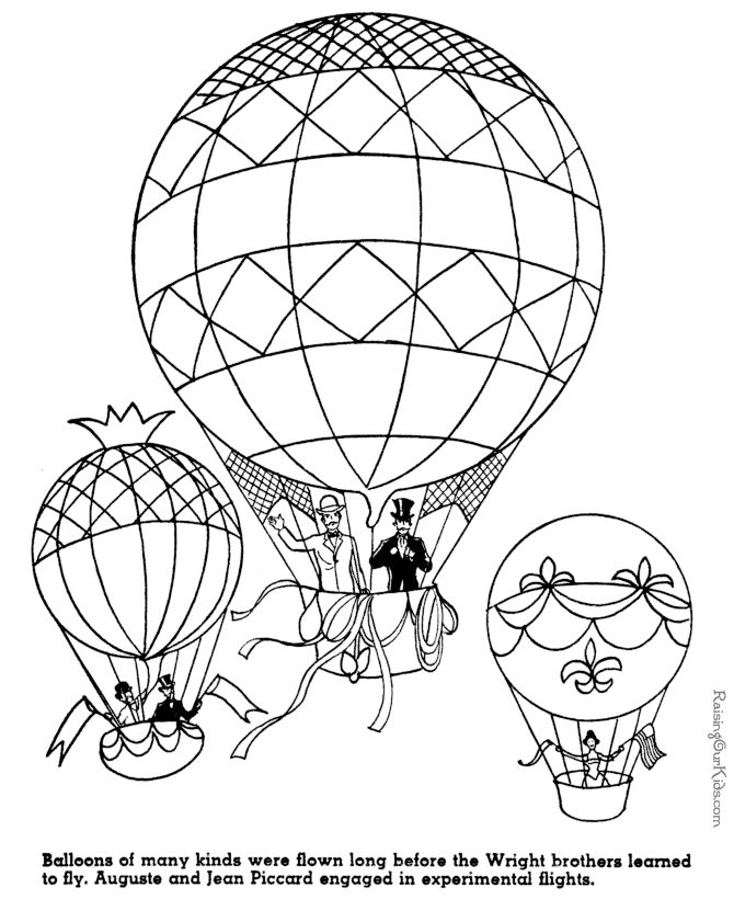 Balloon Flights - American history coloring pages for kid