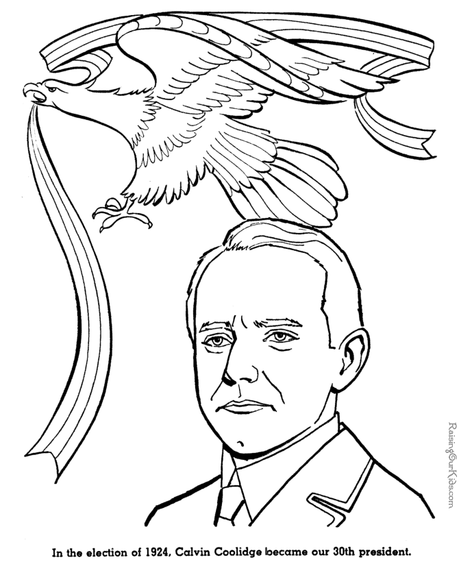 Calvin Coolidge coloring pages - American history for kid