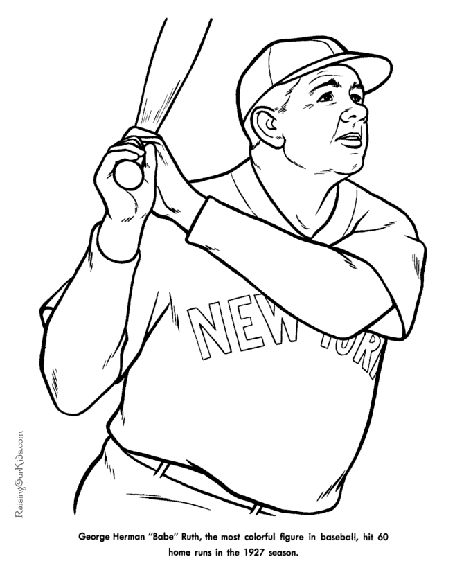 Babe Ruth coloring pages - American history for kid