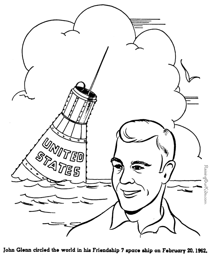 John Glenn history coloring pages for kid