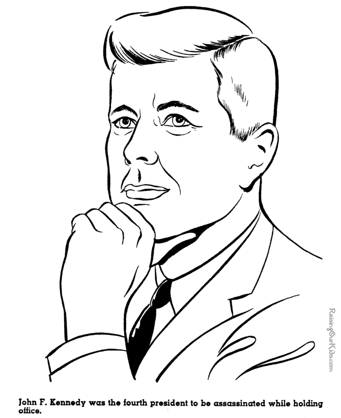 John F Kennedy history coloring pages for kid