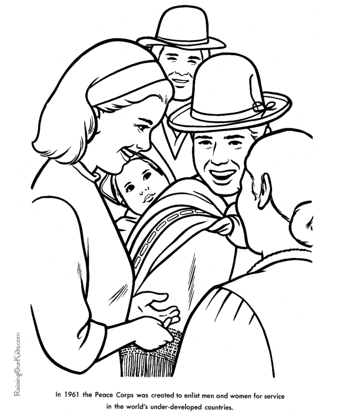 Peace Corp history coloring pages for kid