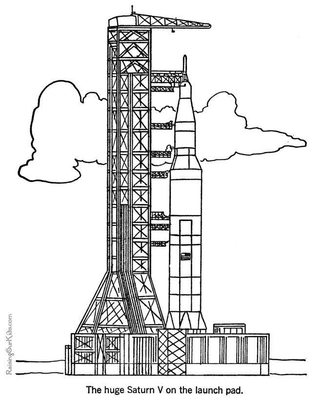 Saturn V Rocket picture and coloring pages for kid